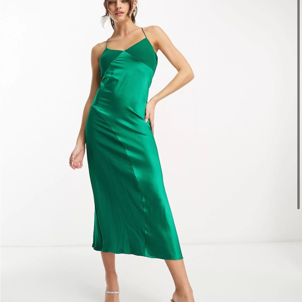 Green Midi Satin Dress
